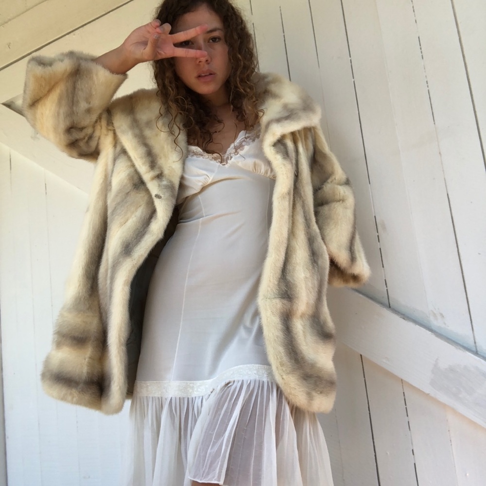 Cream mink fur coat